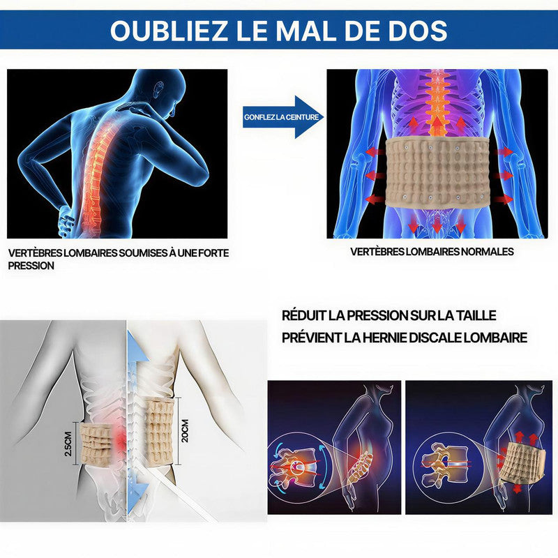Ceinture Lombaire Gonflable - Décompression Et Soutien Du Dos