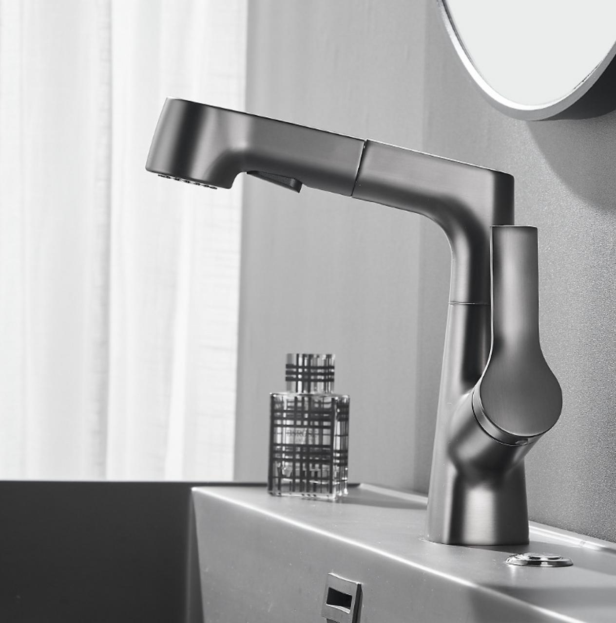 Robinet De Salle De Bain Avec Douchette Rotatif Et Rétractable