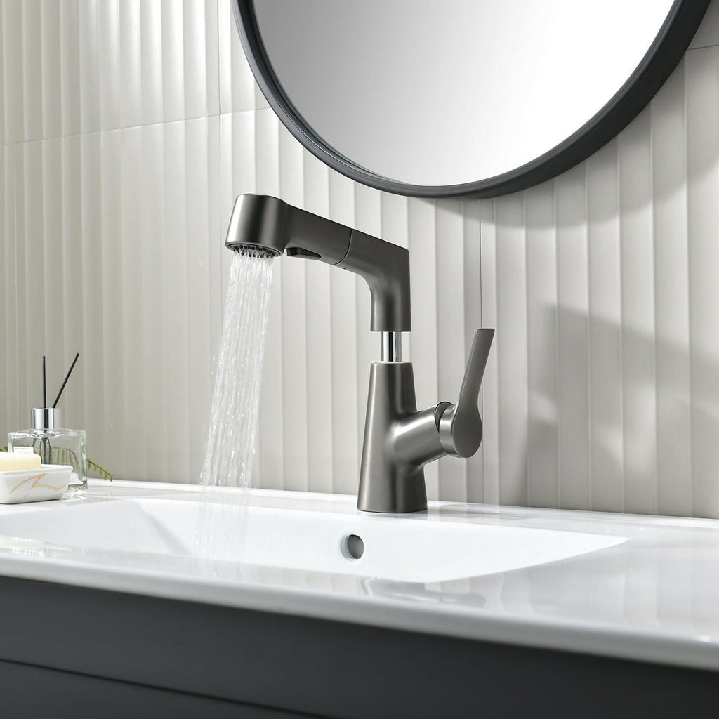 Robinet De Salle De Bain Avec Douchette Rotatif Et Rétractable