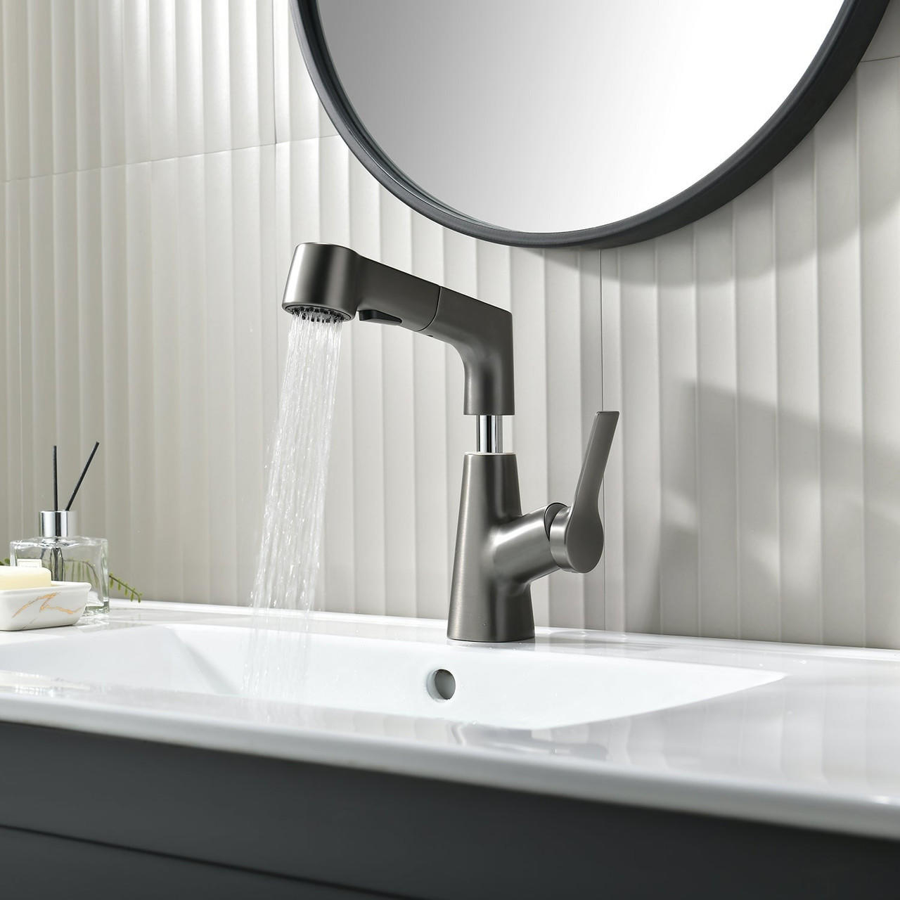 Robinet De Salle De Bain Avec Douchette Rotatif Et Rétractable