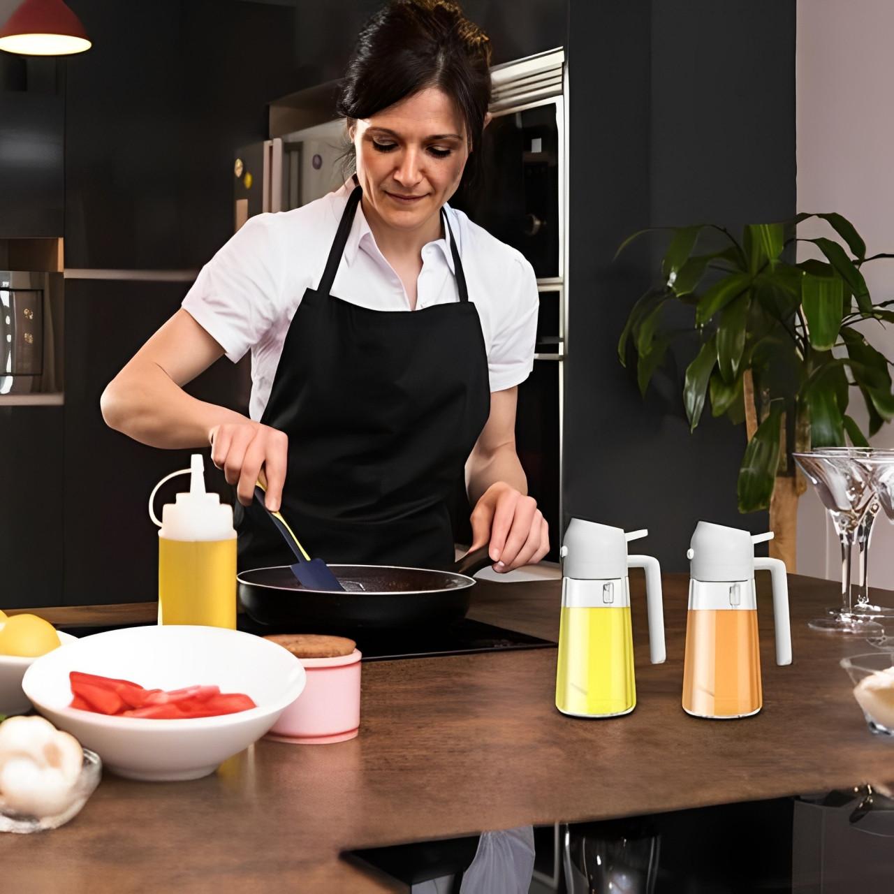 Spray Huile d'Olive Avec Pulvérisateur Et Distributeur 2-en-1