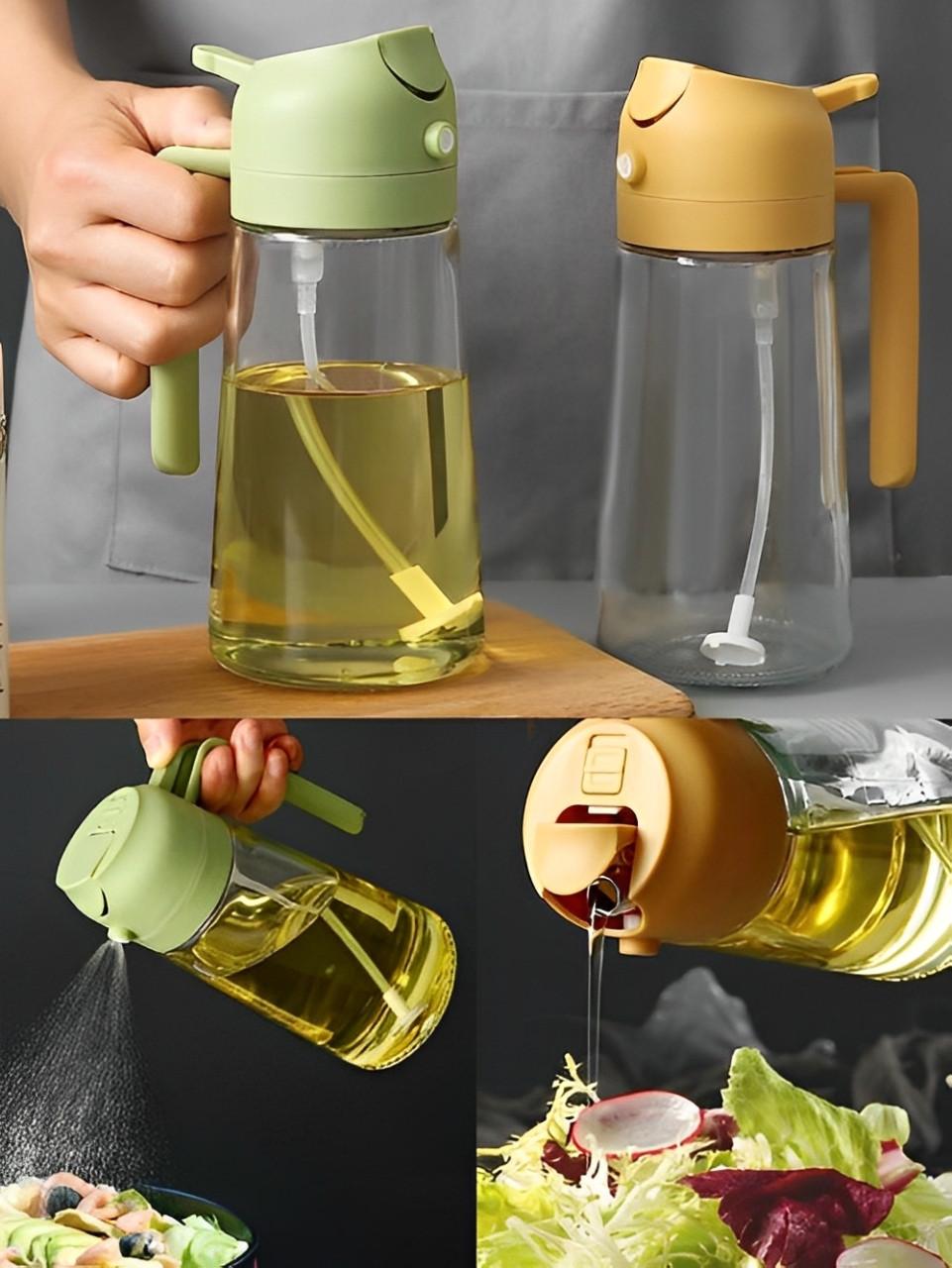 Spray Huile d'Olive Avec Pulvérisateur Et Distributeur 2-en-1