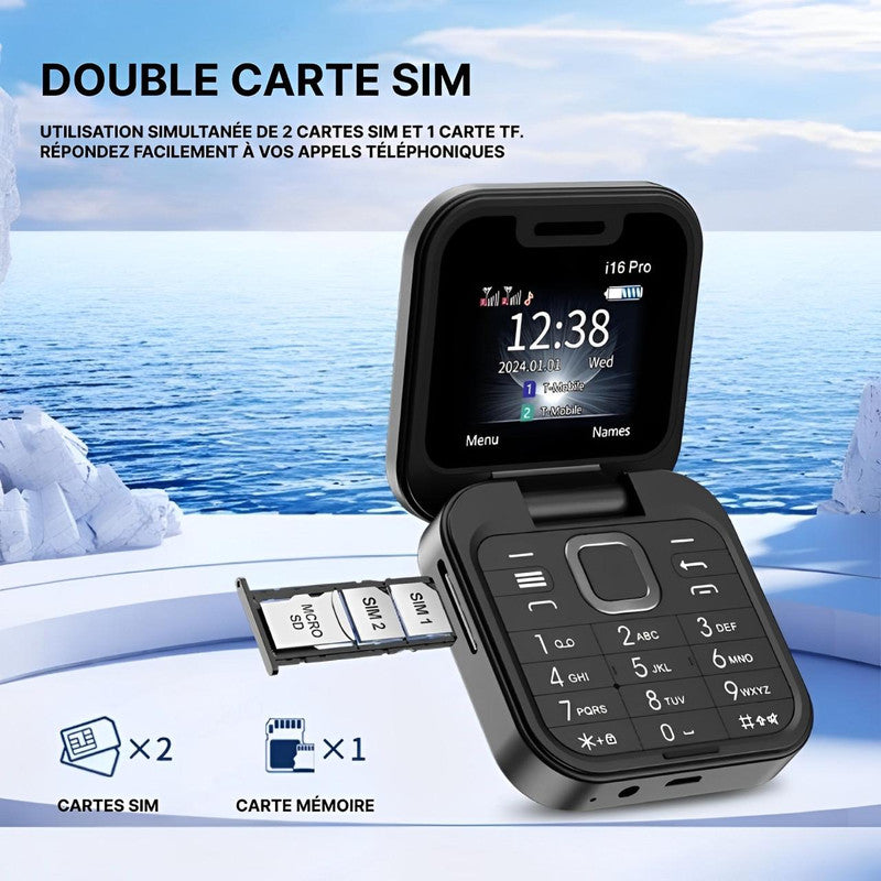 Téléphone Pliable Double Sim