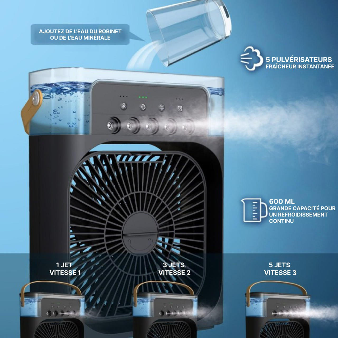 Ventilateur Brumisateur d'Air 3-en-1