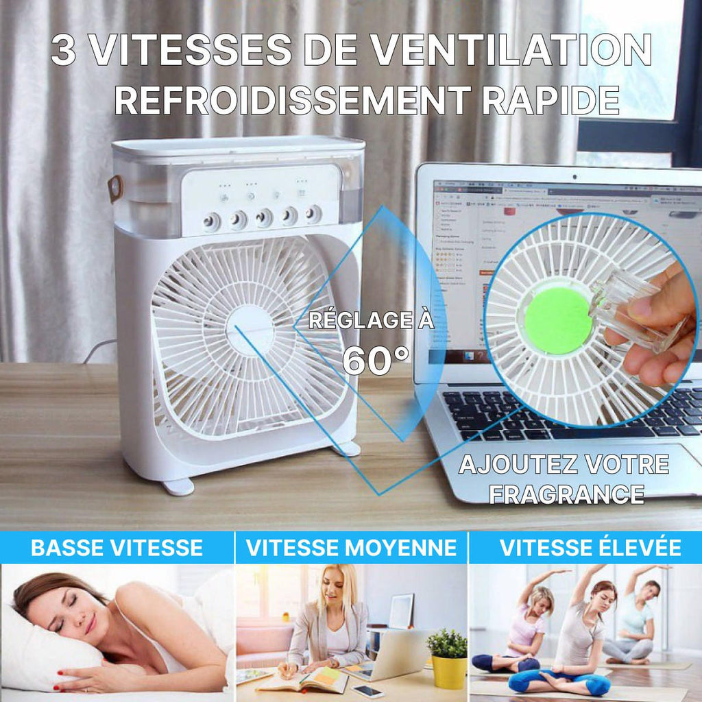 Ventilateur Brumisateur d'Air 3-en-1