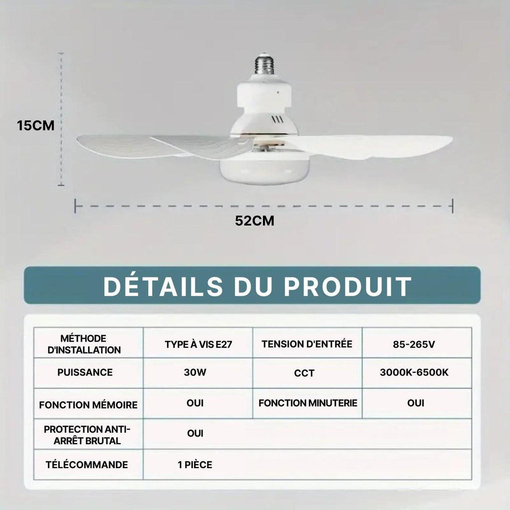 Ventilateur De Plafond Avec Lumière Led Et Télécommande