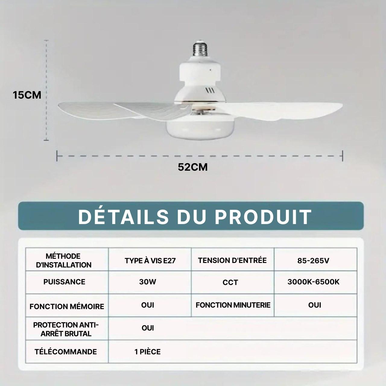 Ventilateur De Plafond Avec Lumière Led Et Télécommande